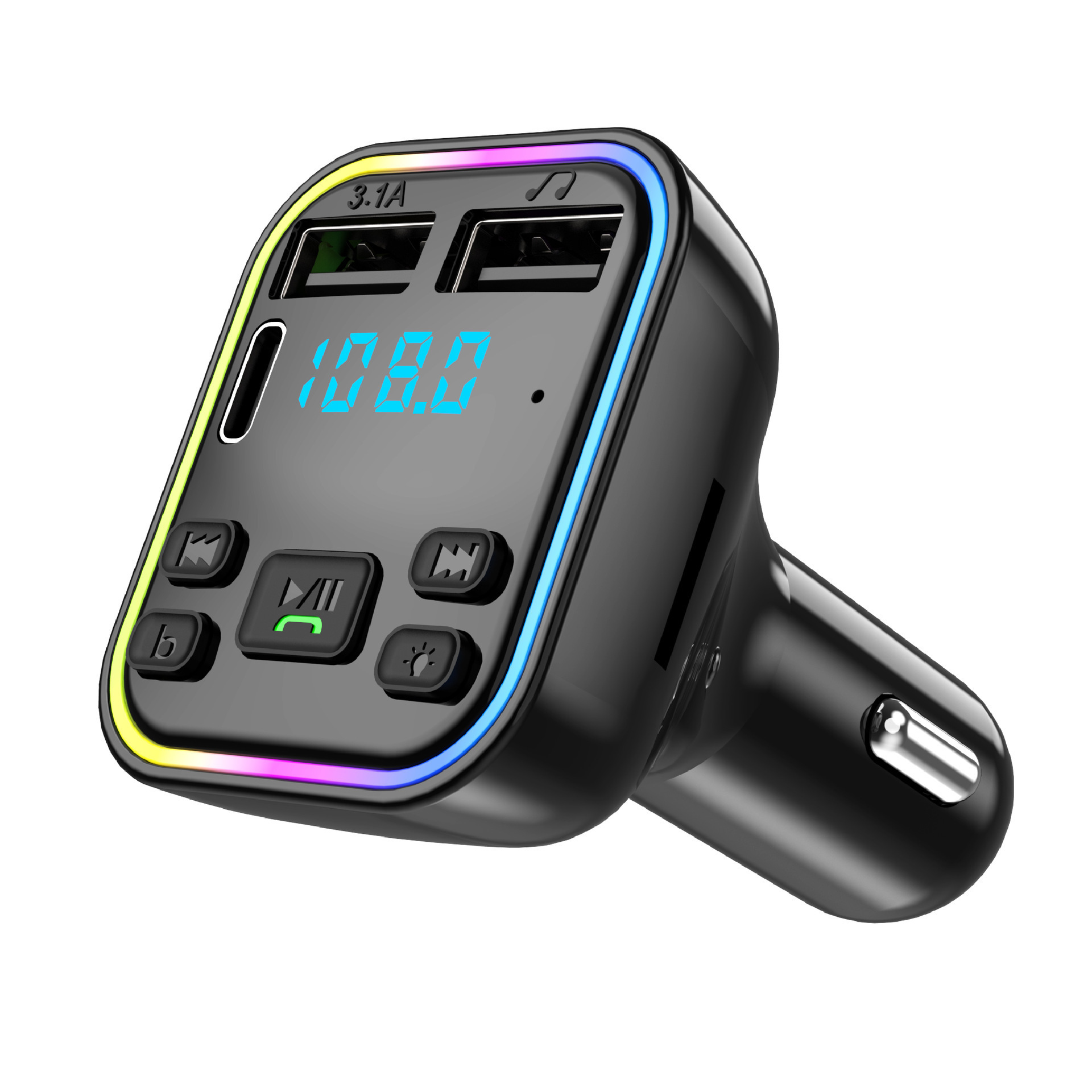 Car BT 5.1 FM Transmitter Wireless Handsfree Audio Receiver Auto MP3 Player 2.1A Dual USB Fast Phone Chargers Accessories