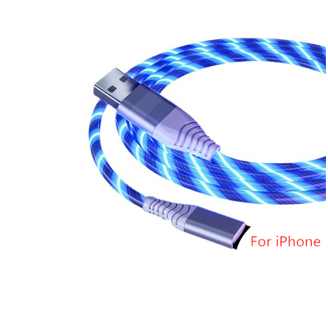 3A Glowing Cable Micro USB Type C Cable Fast Charging For iPhone Huawei Xiaomi LED light Charger Flowing Streamer USB C Cord