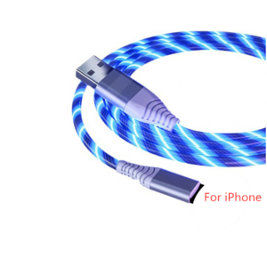 3A Glowing Cable Micro USB Type C Cable Fast Charging For iPhone Huawei Xiaomi LED light Charger Flowing Streamer USB C Cord