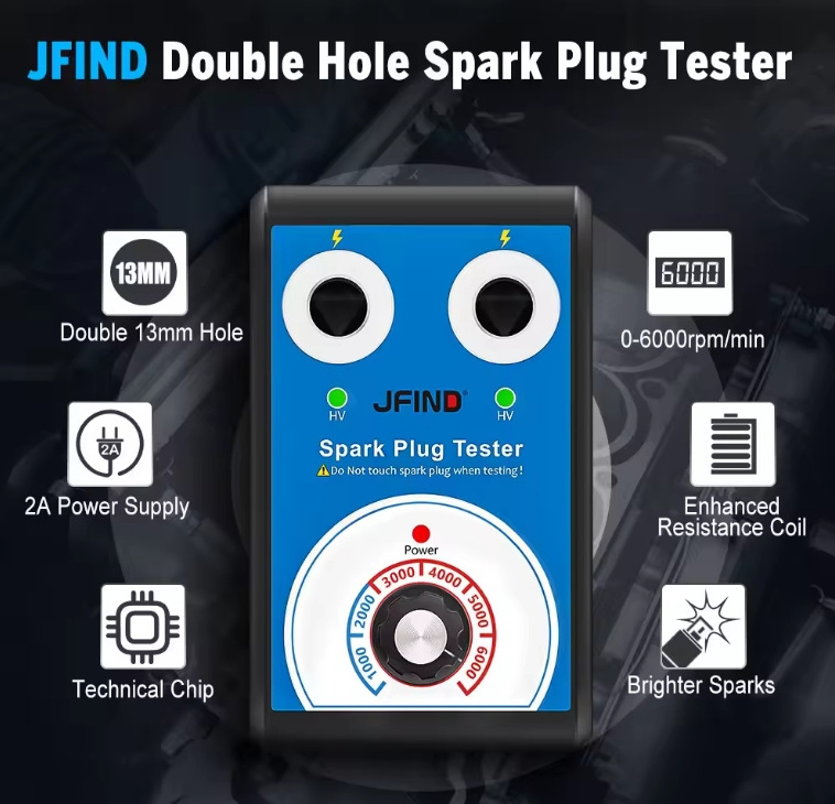 Hot Selling JFIND JF109 Automotive Dual Plug Hole Ignition Spark Plug Testing Analyzer Adjustable Car Spark Plug Tester