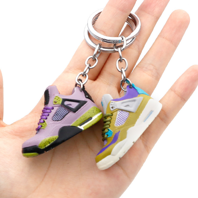 Wholesale 3D PVC Rubber Cute 1/6 Mini Air AJ5 To AJ13 Shoes Key Chain AJ4 Sneaker Keychain With mini boxes