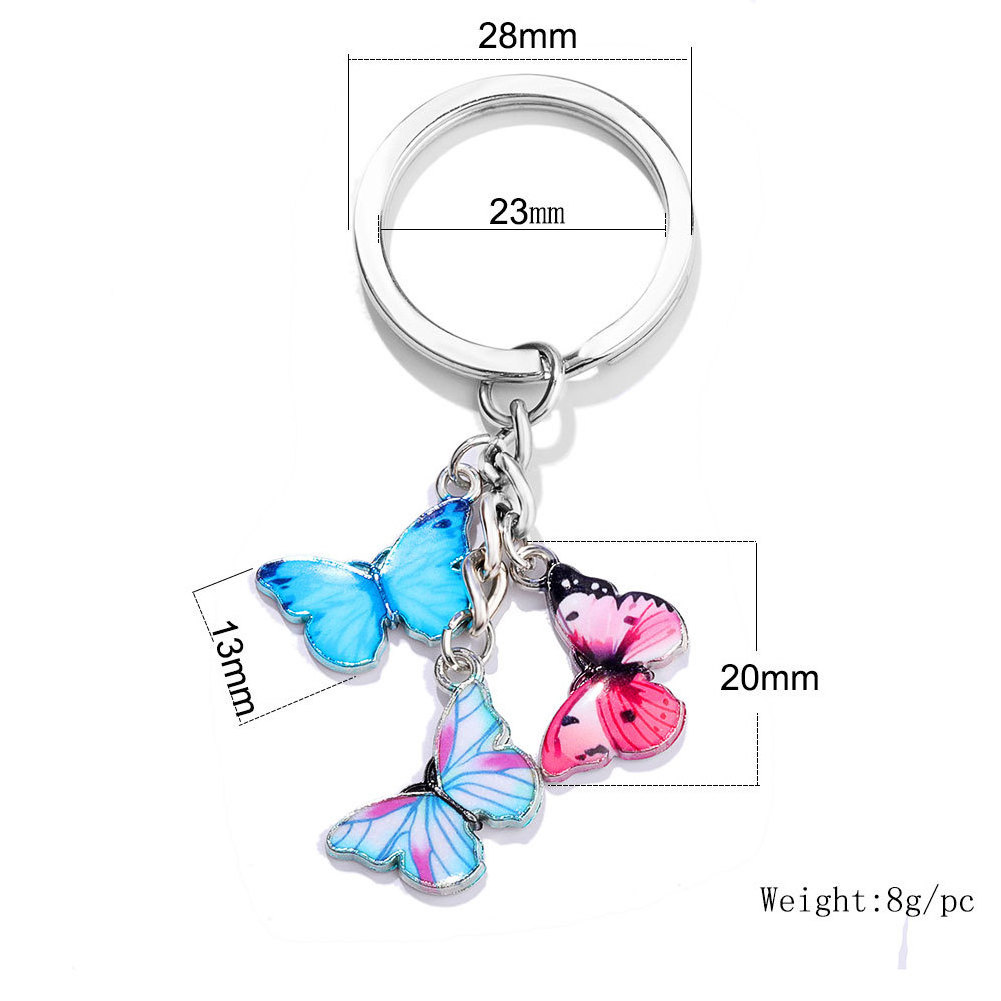 Wholesale Cute Women Bag Key Chain Accessories Jewelry Gifts Colorful Metal Soft Enamel Insects Butterfly Keychain with keyring