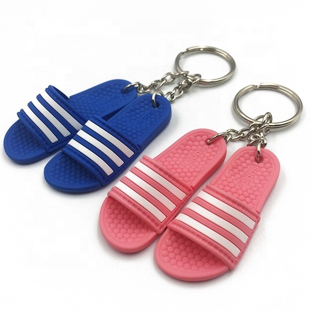 Dekai Wholesale Plastic Silicone 3D Mini Flip Flops Slipper Sandal Keychain With Mini Shoe Box