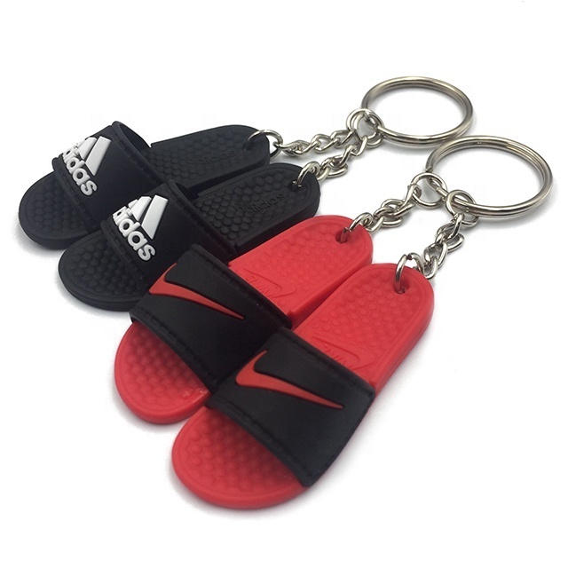 Dekai Wholesale Plastic Silicone 3D Mini Flip Flops Slipper Sandal Keychain With Mini Shoe Box