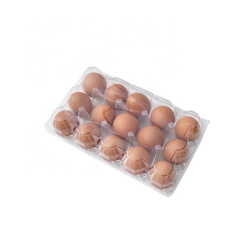 Good Quality 15 holes Disposable Clear PET Egg Trays for Packaging