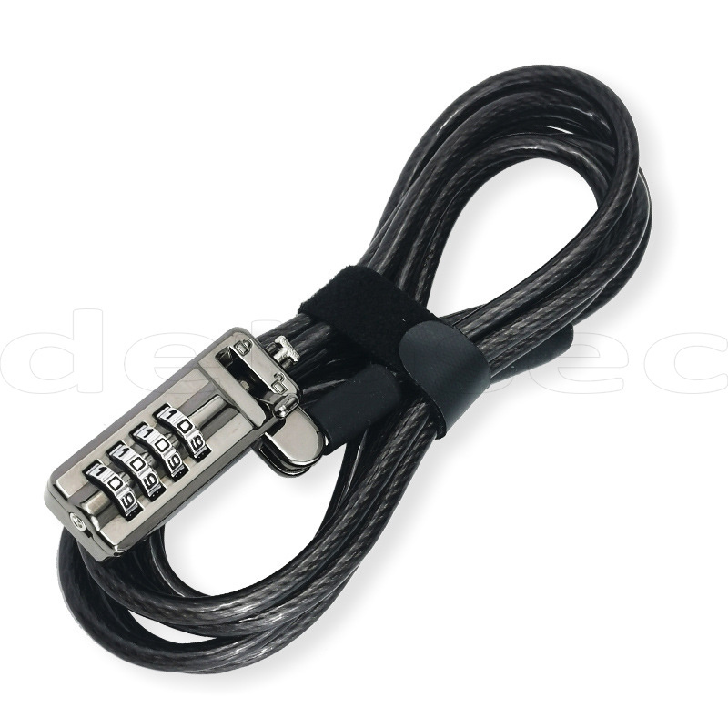 Newly zinc alloy steel computer 6*2.5CM Black 1.9m 4 digital combination nano laptop lock