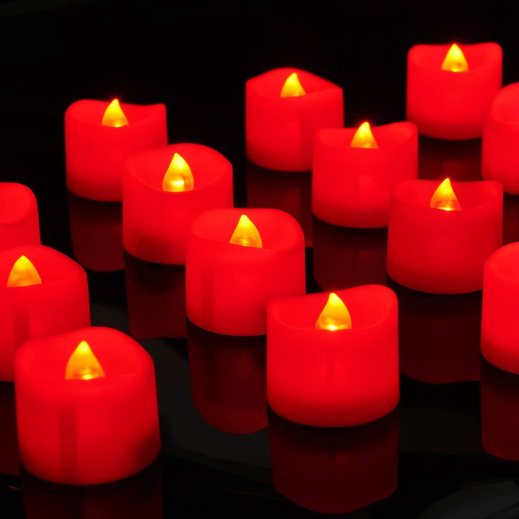 Bulk Red Flameless Tea Lights Battery Operated Holiday Decorative Flickering Flameless Led Candles For Halloween,Christmas