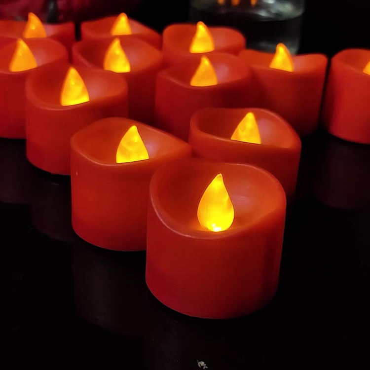 Bulk Red Flameless Tea Lights Battery Operated Holiday Decorative Flickering Flameless Led Candles For Halloween,Christmas