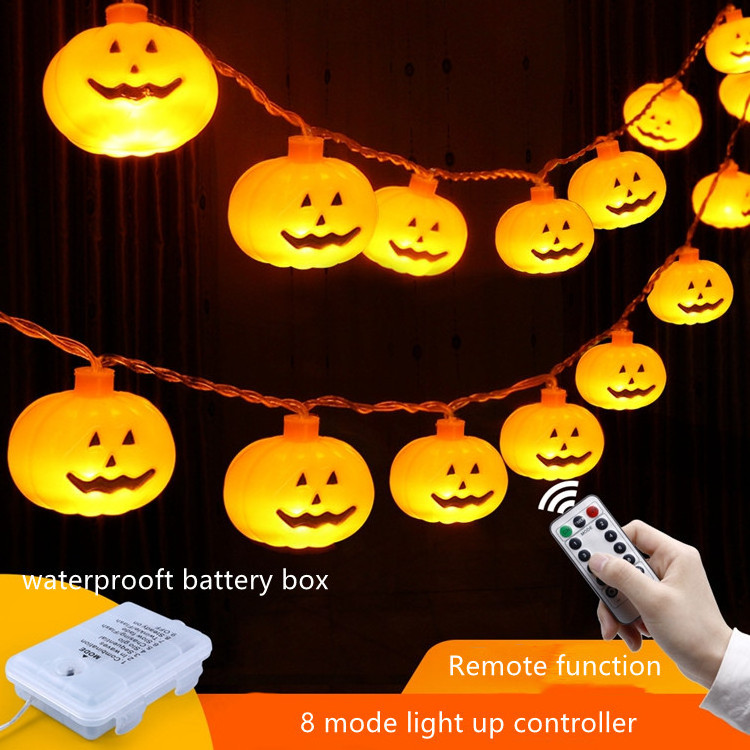 Waterproof Halloween String Lights 8 Modes LED Pumpkin Lights For Holiday Decorations for Outdoor&Indoor With Remote Function