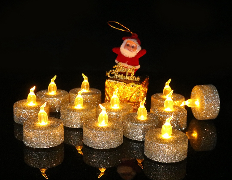 Red Glitter Flameless Votive Candles Flickering LED Tea Lights Wedding Decoration Battery Operated Led Candles For Home Holiday