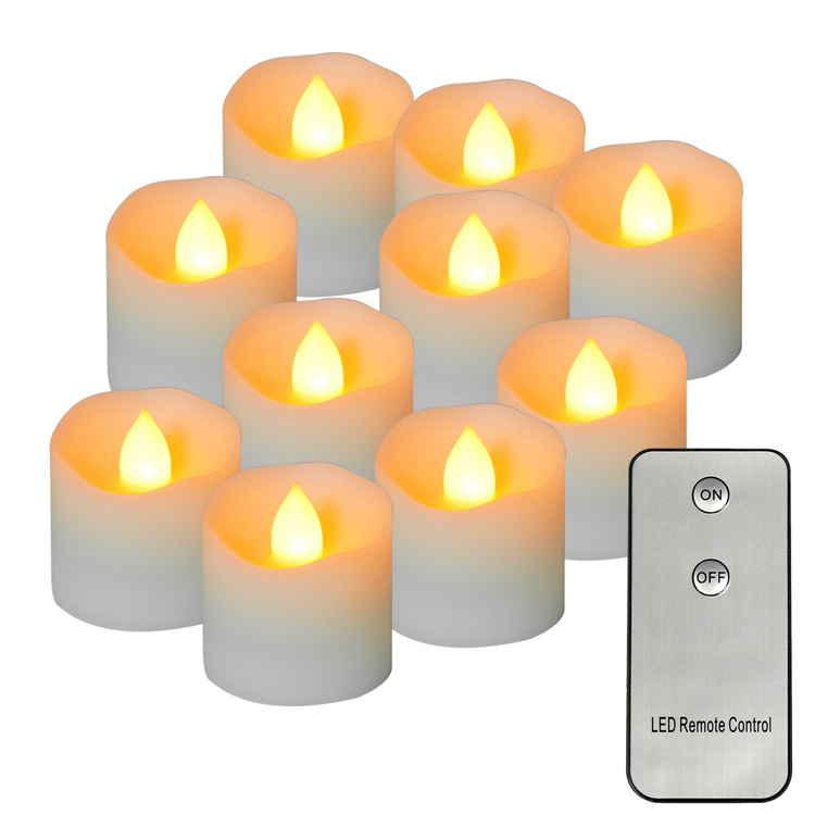 2 Key Remote Controller Mini White Plastic Tea Light Led Candle Flickering Flameless Artificial Tealight Candles For Wedding