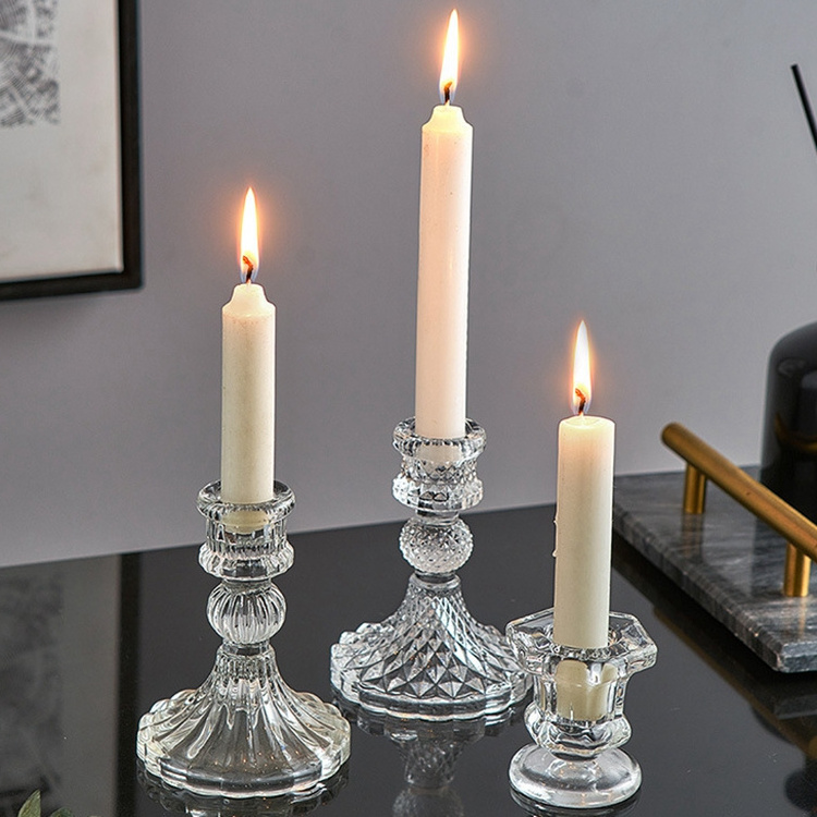 Gorgeous Glass Candle Holder Home Clear Candlestick Holder wholesale glass taper candle holders For Wedding,Table Centerpiece