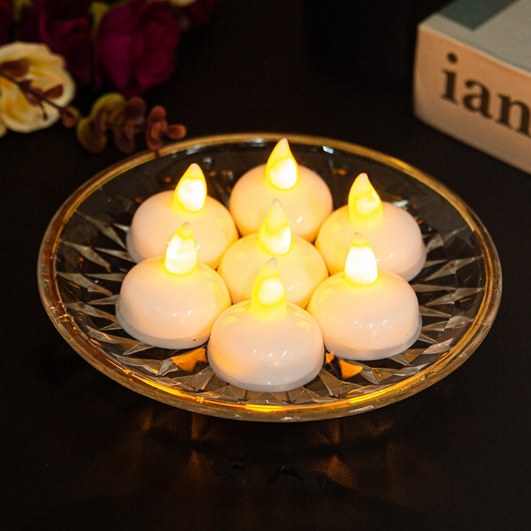 Home Decoration Tealight Yellow Flickering Led Wax Floating Candles Floating Flameless LED Tea Light Electronic Candles