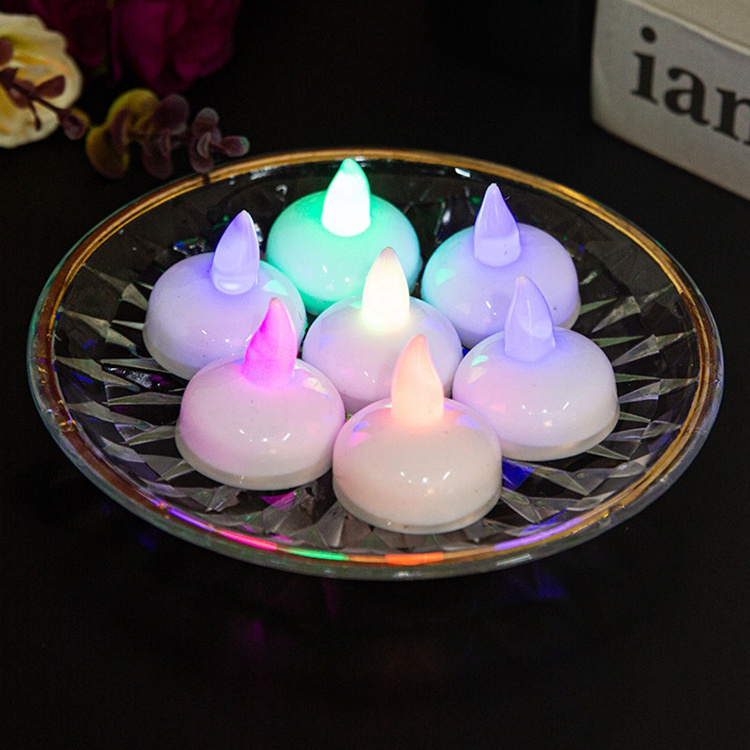 Home Decoration Tealight Yellow Flickering Led Wax Floating Candles Floating Flameless LED Tea Light Electronic Candles