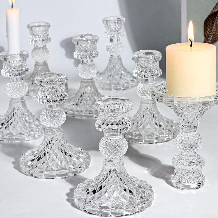 Gorgeous Glass Candle Holder Home Clear Candlestick Holder wholesale glass taper candle holders For Wedding,Table Centerpiece