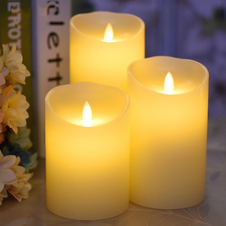 Wholesale Moving Wick Flameless Led Candles Remote Control Electric Candles Battery Operated Led Wax Candle For Home Decoration