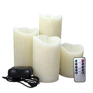 Home Decoration Flameless LED Candle Rechargeable with Remote Timer Control Paraffin Wax Surface Pillar Electric Candle