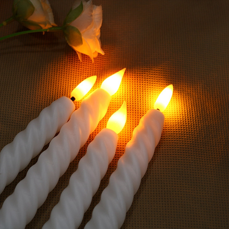 Flameless Taper Candles with Remote Battery Operated Window Candles with Timer Fake Led Spiral Flickering Candle  Pack of 6