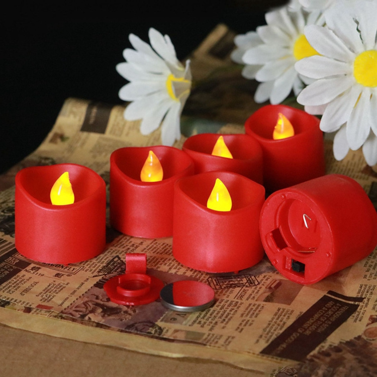 Bulk Red Flameless Tea Lights Battery Operated Holiday Decorative Flickering Flameless Led Candles For Halloween,Christmas