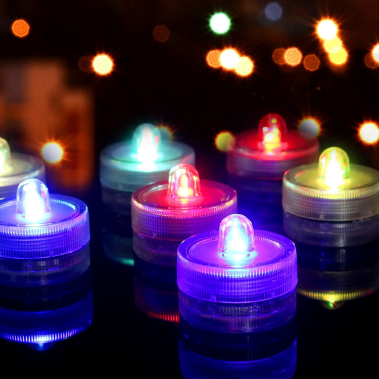 Multi-color Waterproof Flameless Candle Tealight Submersible LED Light Plastic Small Candle With Battery For Wedding, Party