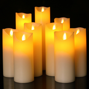 Real Wax Cover Custom Flickering Led Wax Candles Pillar Shape Moving Bulk Order Led Candles 15cm Led Candle Flickering