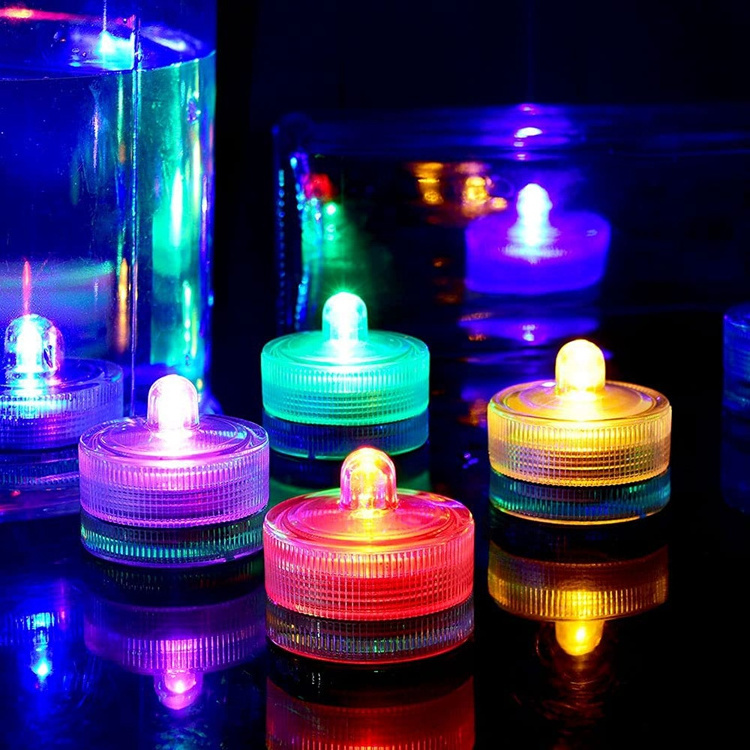 Multi-color Waterproof Flameless Candle Tealight Submersible LED Light Plastic Small Candle With Battery For Wedding, Party