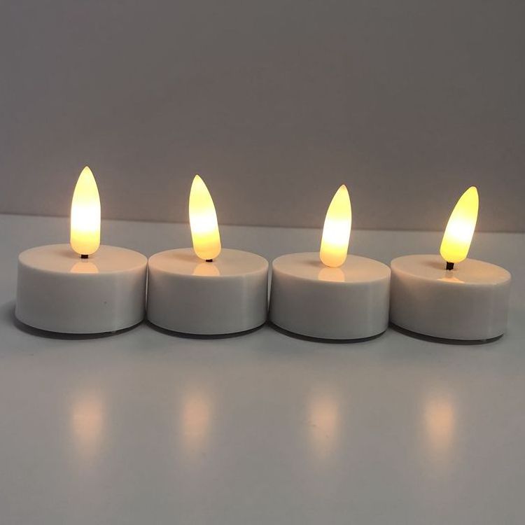 Customized Warm Yellow Light Battery Powered Electric Tea Lights Flickering Fake White Tea Lights For Wedding,Holiday,Table