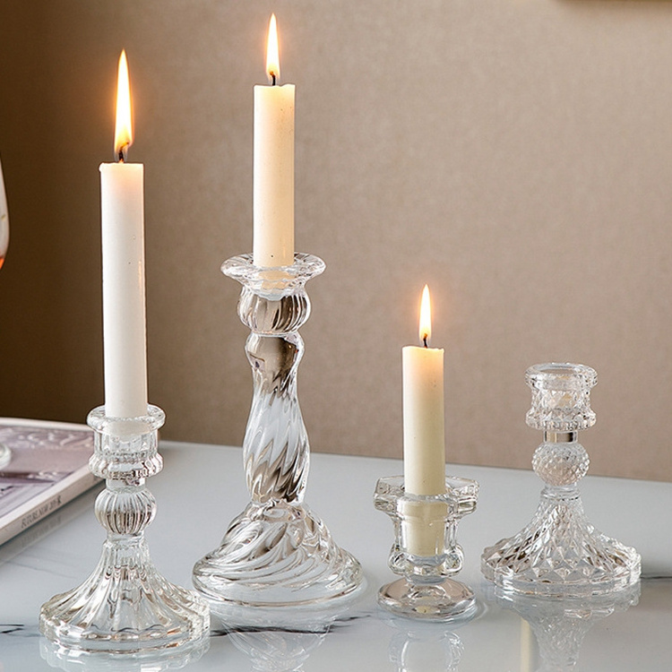 Gorgeous Glass Candle Holder Home Clear Candlestick Holder wholesale glass taper candle holders For Wedding,Table Centerpiece