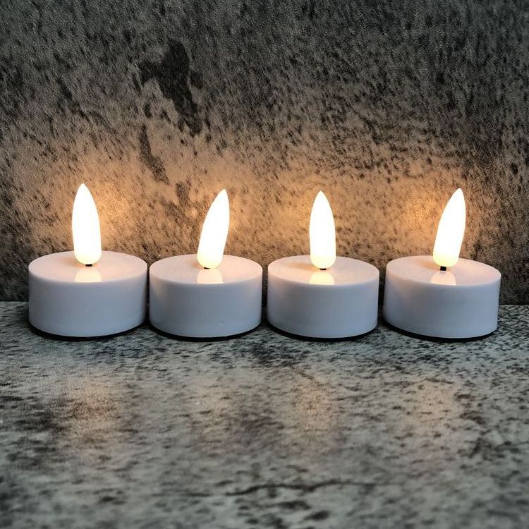 Customized Warm Yellow Light Battery Powered Electric Tea Lights Flickering Fake White Tea Lights For Wedding,Holiday,Table