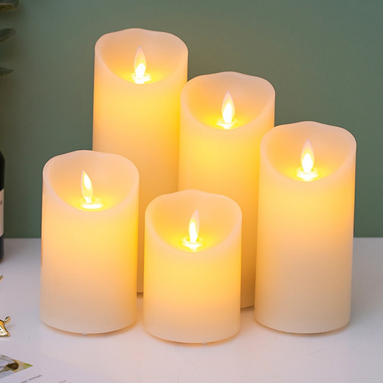 Wholesale Moving Wick Flameless Led Candles Remote Control Electric Candles Battery Operated Led Wax Candle For Home Decoration