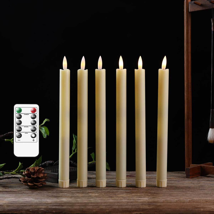 Set of 6 Realistic Flickering Candles Remote Controller Decorative Led Taper Candles For Home Wedding Birthday Party