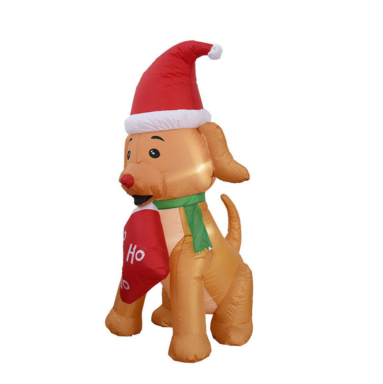 Cheap Christmas Inflatables Garden Decoration 1.5m Puppy Socks, Inflated Standing Dog Outdoor