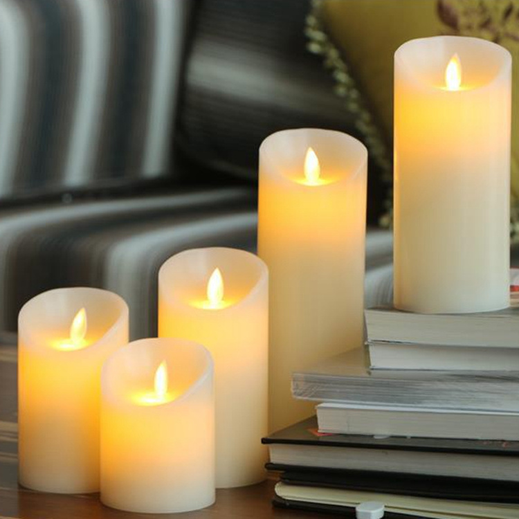 Real Wax Cover Custom Flickering Led Wax Candles Pillar Shape Moving Bulk Order Led Candles 15cm Led Candle Flickering