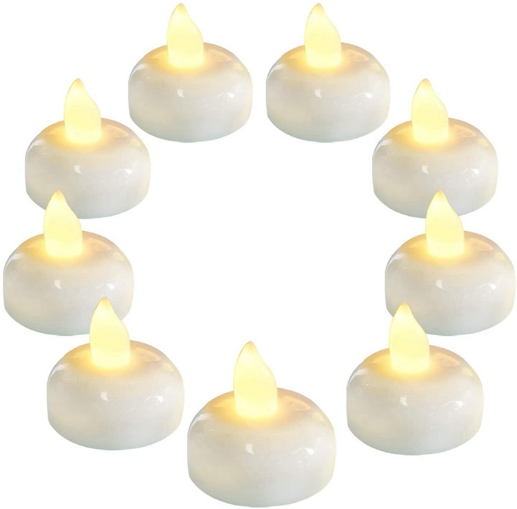 Home Decoration Waterproof Flameless  Tealight Yellow Flicker Floating LED Tea Light Candles With Battery