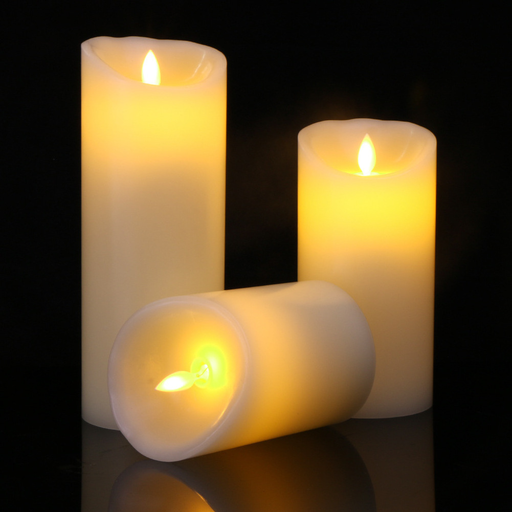 Real Wax Cover Custom Flickering Led Wax Candles Pillar Shape Moving Bulk Order Led Candles 15cm Led Candle Flickering