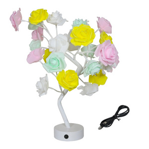 24 Led Many Rose Color Available Decorative Flowers Lamp Table Standing Rose Flower Lamp For Valentine's Day, Wedding Decoration