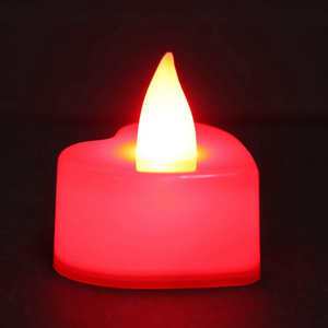 Red Heart Shaped Led Tealight Candle Flameless Yellow Light Tea Light Candles Wedding Decoration Small Candles Led