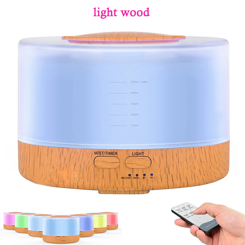 New product ideas 2019 b2b marketplace light Wooden grain Fea Aroma Diffuser 500ml remote control