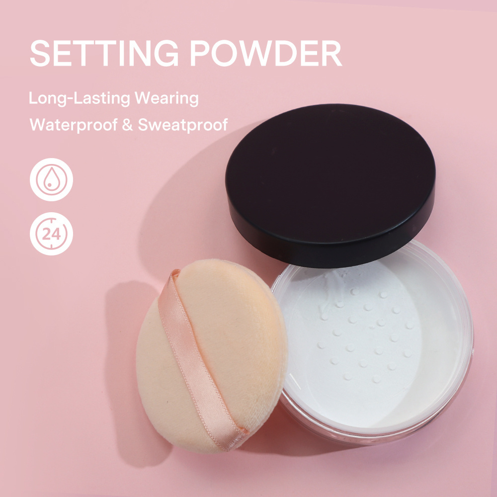 Private Label Vegan Oil Control Waterproof Transparent Setting Powder Cosmetics Makeup White Loose Powder