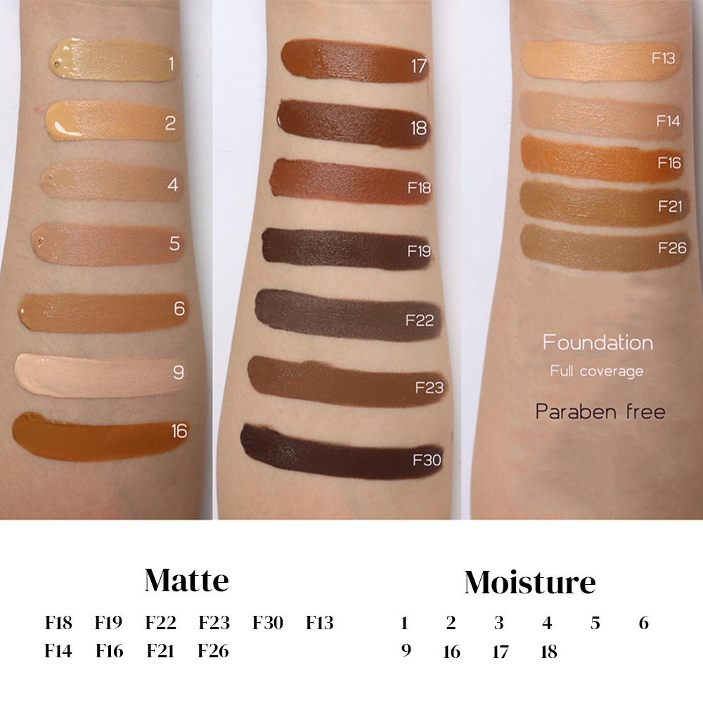 Professional Private Label Vegan Cosmetics Makeup Full Coverage Matte Waterproof Liquid Foundation