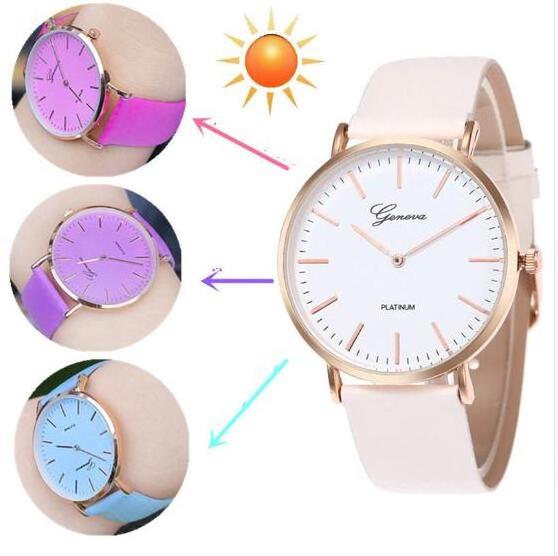 Create your fashion brand new Style color changing with sunshine Women Watch Quartz Wristwatches Relogio Feminino ladies watches