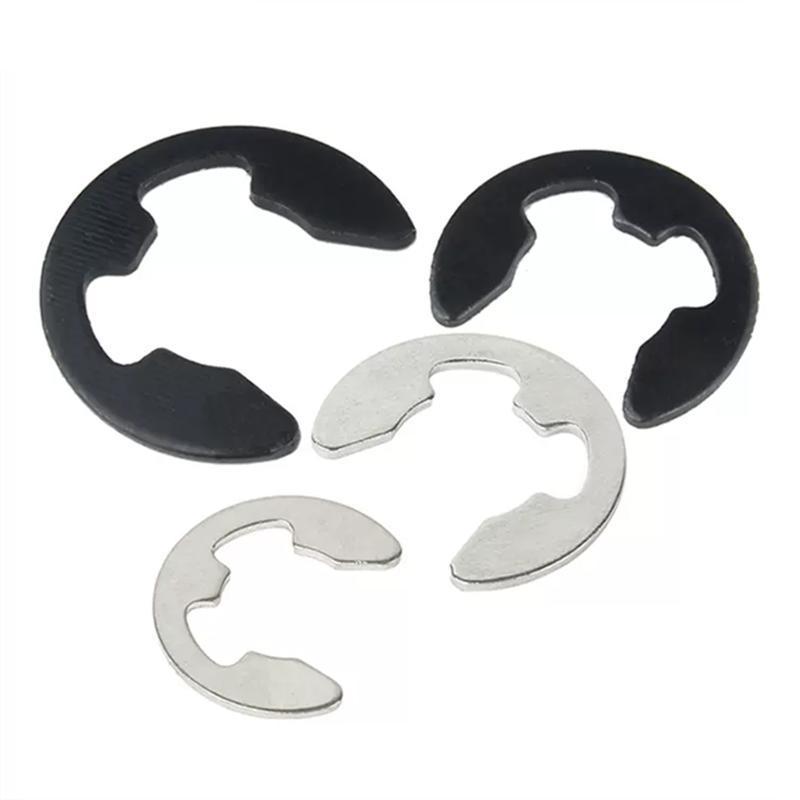 E Type Retaining Ring Circlip Washers E Clip Split Washer M1.5- M17 Nickel/Black