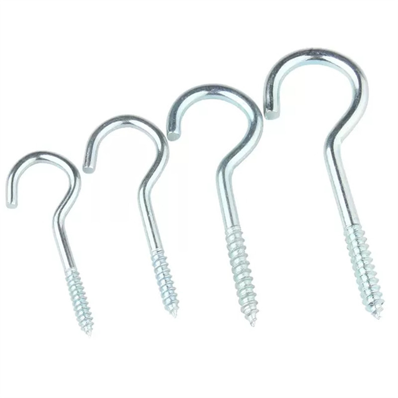 Customized Metal Eye Screw Hook Jewelry Ring Wood Screw Zinc Plated Open Eye Self-tapping Hanger C Hook Screw