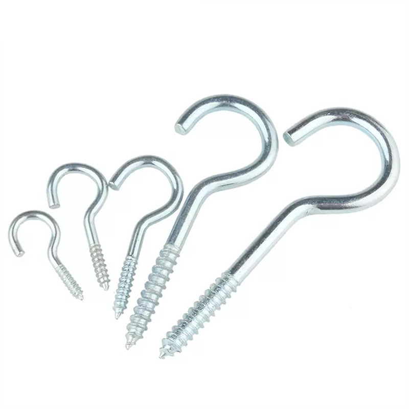 Customized Metal Eye Screw Hook Jewelry Ring Wood Screw Zinc Plated Open Eye Self-tapping Hanger C Hook Screw