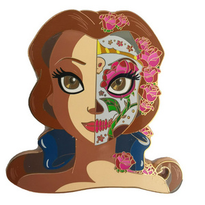 High Quality Zinc Alloy 3d Cartoon Beautiful Girl Custom Hard Enamel Pin Badge