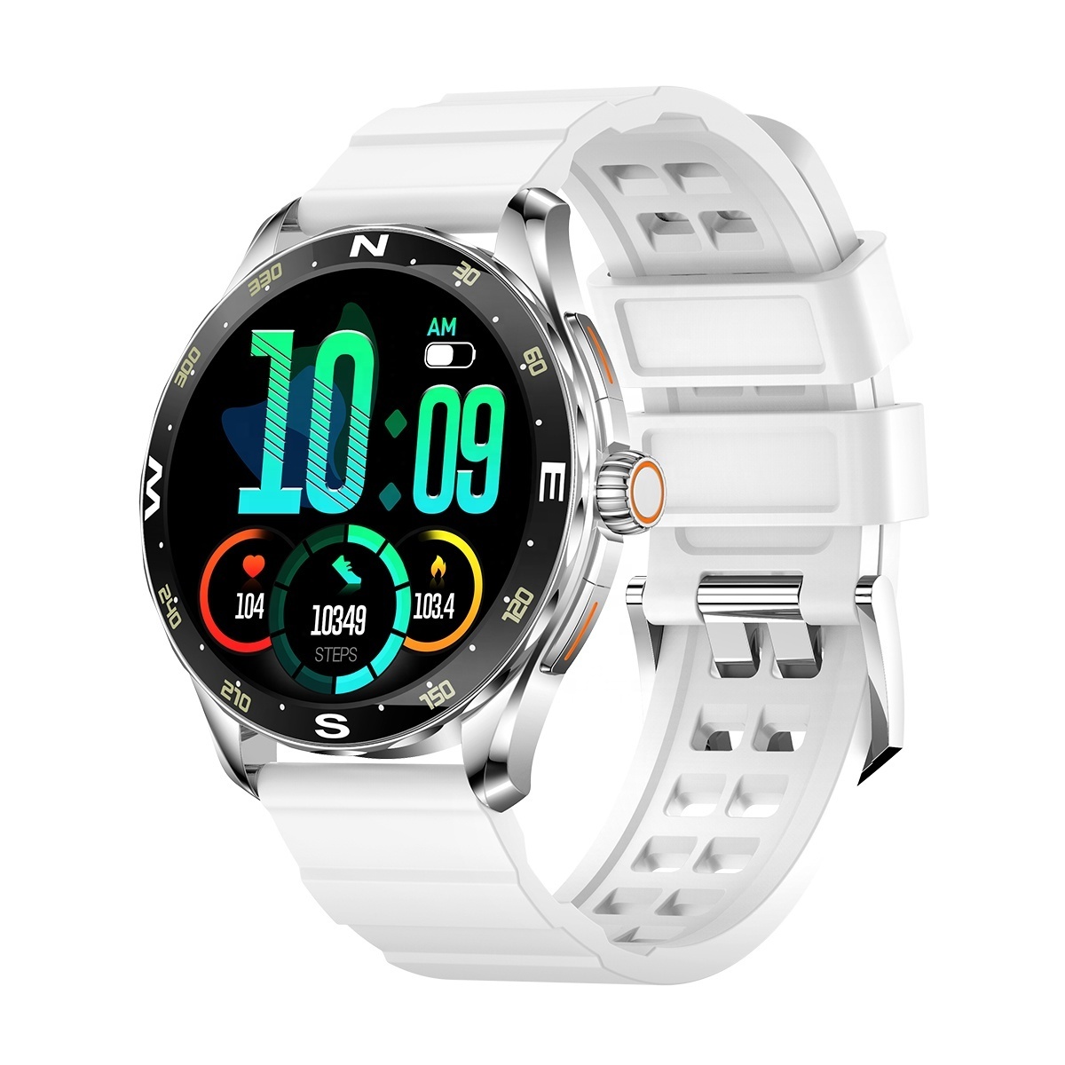 AMOLED Touch Round Screen Smart Watch BT Phone Calling IPX8 Waterproof Compass Fitness Tracker For iPhone Android