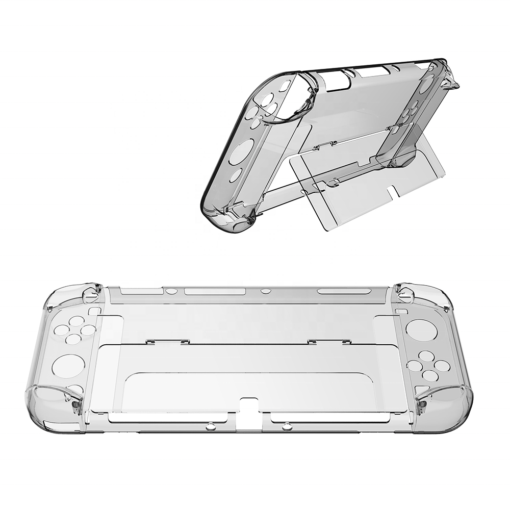 New NS Clear Crystal Protective Case For Nintendo Switch OLED Case Cover With Flip Stand