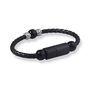 Short Bracelet PU Leather Micro USB  Data Sync Charger Cable For Samsung iphone