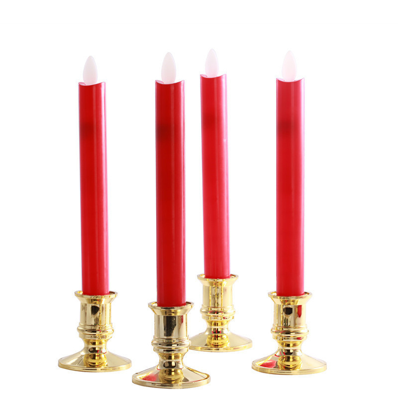 Real flameless plastic battery operated home decor led taper candle with new flame