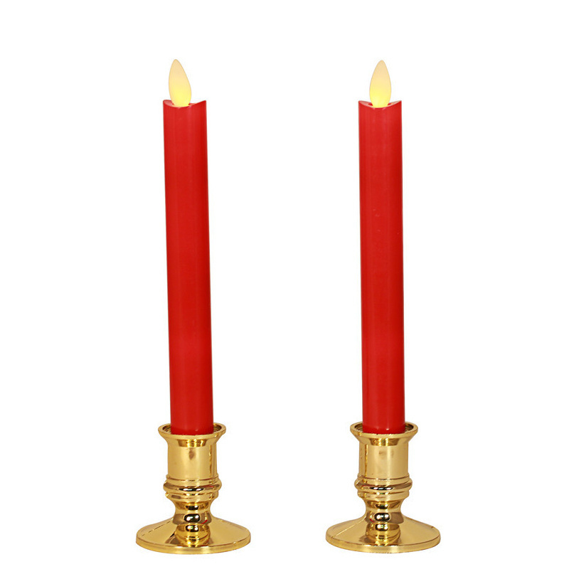 Real flameless plastic battery operated home decor led taper candle with new flame